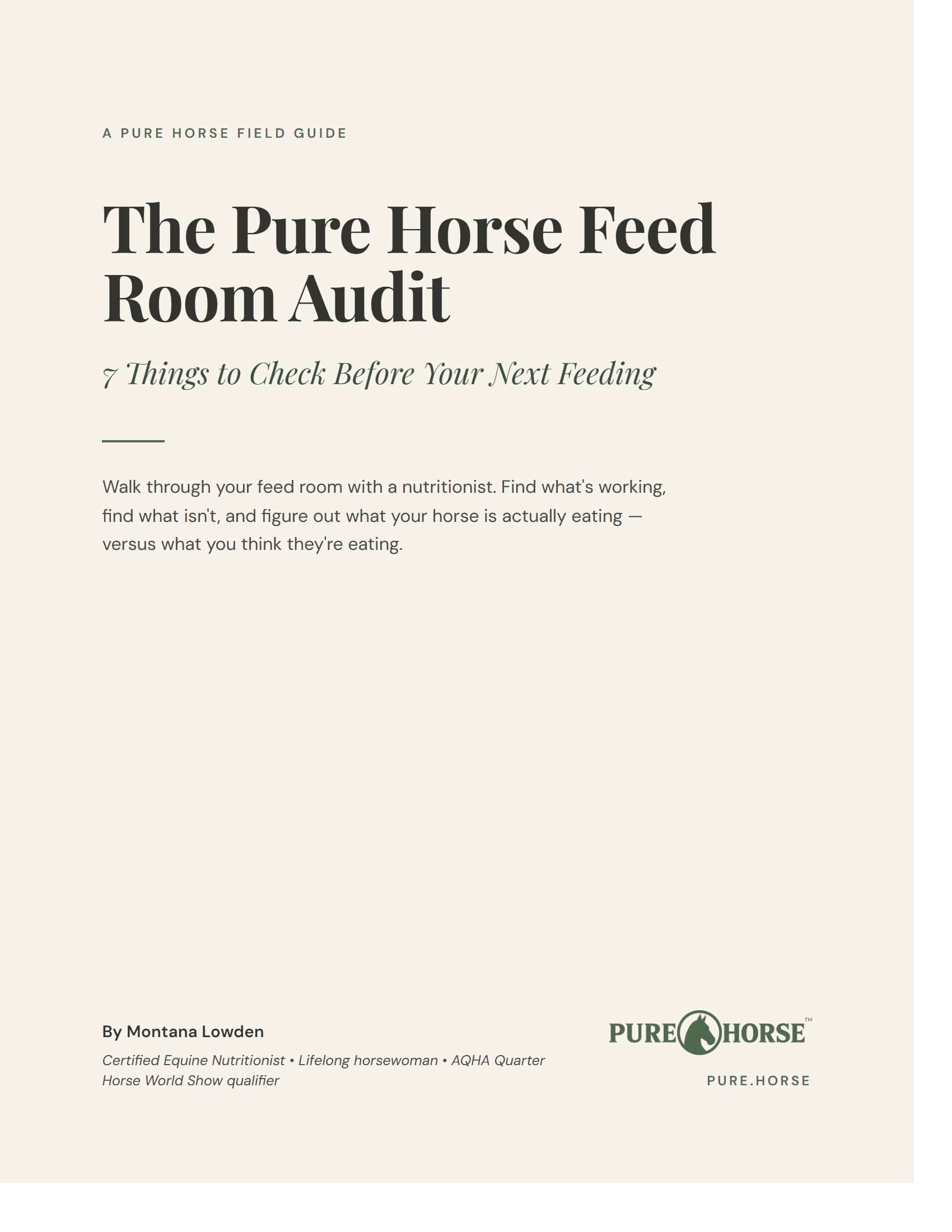 The Pure Horse Feed Room Audit — PDF cover